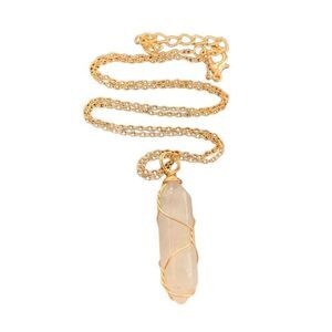 Men’s Handmade White Pink Healing Hexagon Pendant Necklace - Boho Spiritual